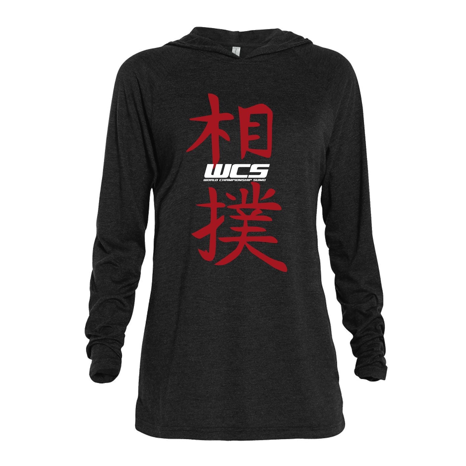 Unisex LS Triblend Hooded Tee -Black Heather- Logo