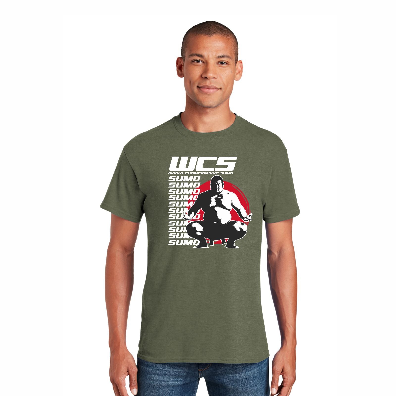 Men's Fashion Tee -Heather Military Green- Wrestler